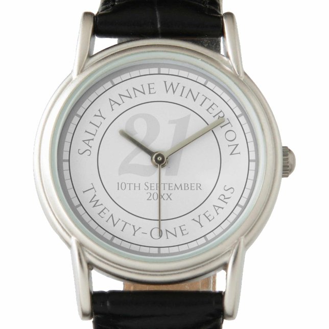 21st Birthday Gift with Name, Age, & Date Watch (Creator Uploaded)