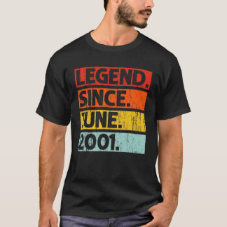 21St Birthday Gifts Legend Since June 2001 21 Year T-Shirt