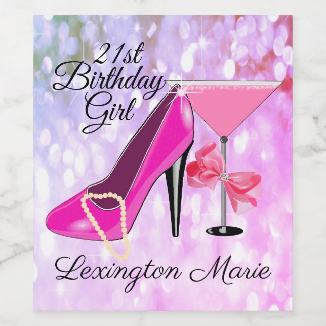 21st Birthday Girl Sparkling Wine or Label (Single Label)