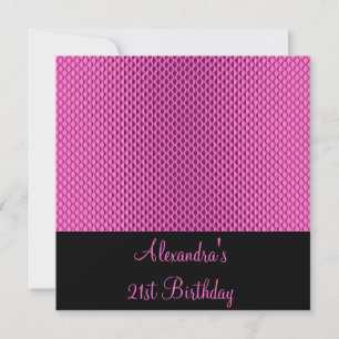 21st Birthday Glam Hot Pink Metal Glitter Event Invitation