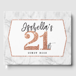 21st BIRTHDAY glam luxe copper glitter ISABELLA Guest Book