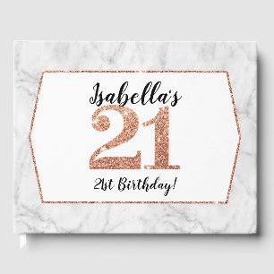 21st BIRTHDAY glam luxe rose gold copper glitter Guest Book