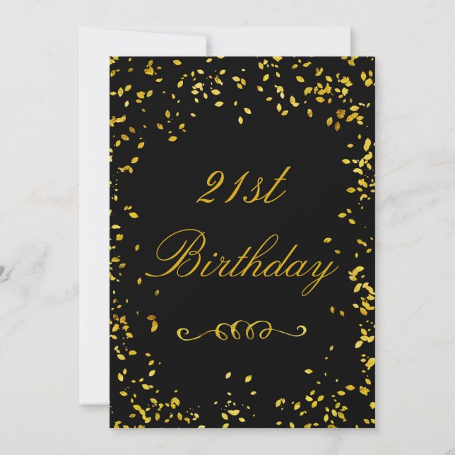 21st Birthday Glamourous Gold Confetti Invitation (Front)