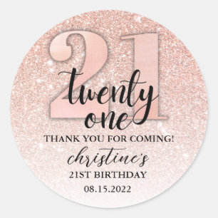 21st Birthday Glitter Thank You Classic Round Sticker
