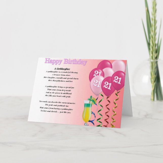 21st Birthday Goddaughter Poem Greeting Card (Front)