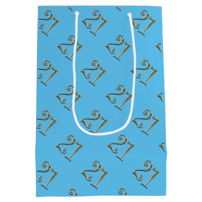 21st birthday gold blue elegant medium gift bag (Back)
