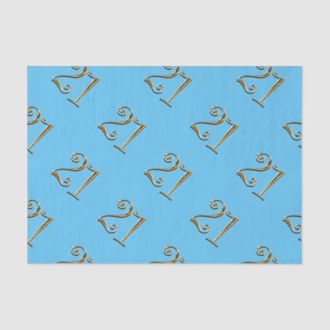 21st birthday gold blue elegant tissue paper (Front)