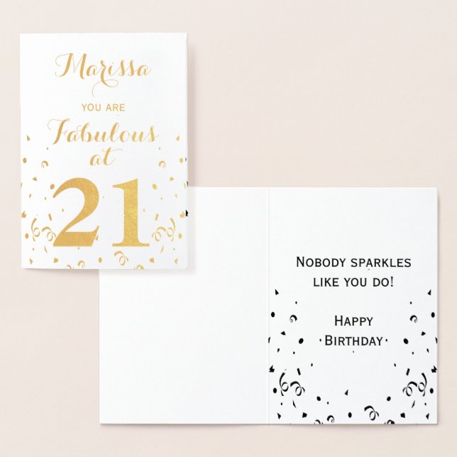 21st Birthday Gold Foil You are Fabulous at 21 Card (Display)