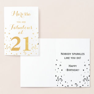 21st Birthday Gold Foil You are Fabulous at 21 Foil Card