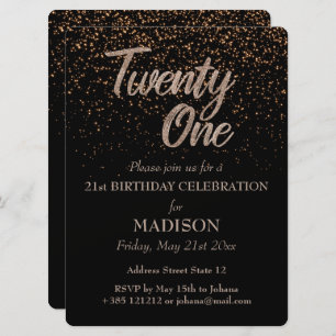 21st Birthday Gold Glitter Invitation
