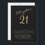 21st Birthday Gold Modern Script Black Invitation<br><div class="desc">Sophisticated and elegant script birthday invitation.</div>