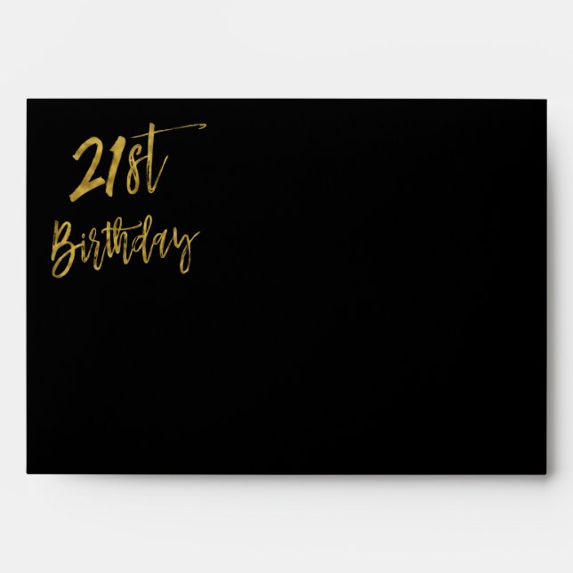 21st Birthday Gold Return Address Printed on Back Envelopes (Front)