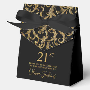 21st Birthday Gold Swirls Thank You Favour Box