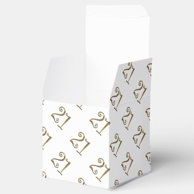21st birthday gold white elegant favour box (Opened)
