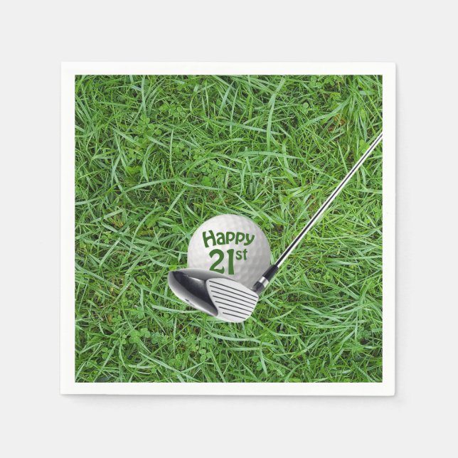 21st Birthday Golf Ball and Club Napkin (Front)