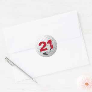 21st Birthday Golf Ball Design Classic Round Sticker