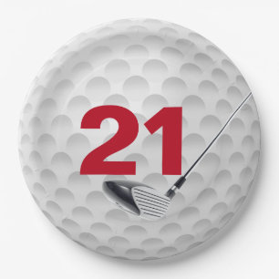 21st Birthday Golf Ball Design Paper Plate