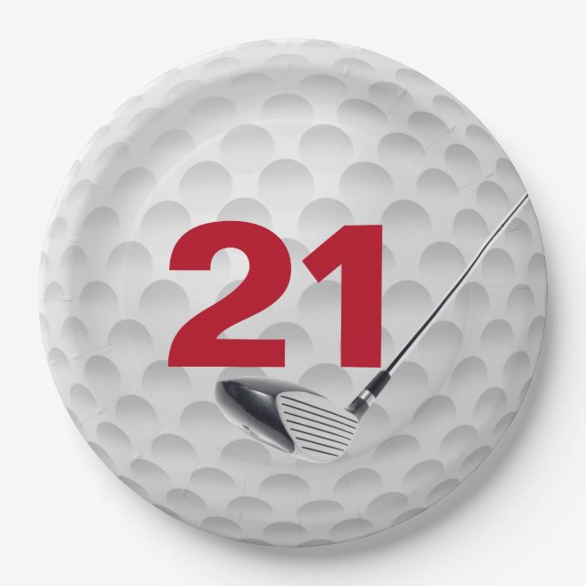 21st Birthday Golf Ball Design Paper Plate (Front)
