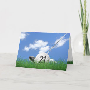 21st birthday golf ball in grass card