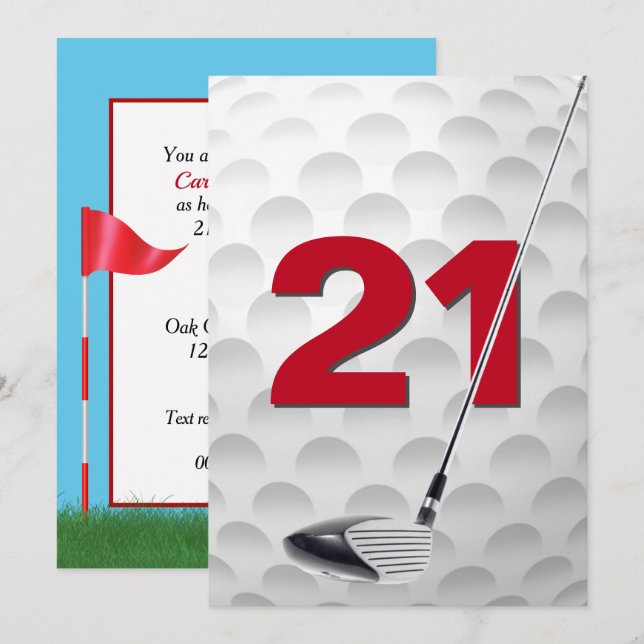21st Birthday Golf Theme Party Invitation (Front/Back)