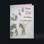 21st Birthday Granddaughter Pretty Hummingbird Card<br><div class="desc">Celebrate your granddaughter’s 21st birthday with a lovely hummingbird watercolor card. Modern and stylish,  the garden design was created with soft colors of cream,  green and pink. Perfect for a young woman who loves pretty pictures of charming birds and beautiful gardens.</div>