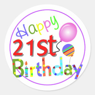 21st birthday greetings classic round sticker