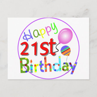 21st birthday greetings postcard