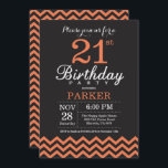 21st Birthday Invitation Black and Coral Chevron<br><div class="desc">21st Birthday Invitation with Black and Coral Chevron. Chalkboard. Adult Birthday. Man or Women Bday Invite. For further customisation,  please click the "Customise it" button and use our design tool to modify this template.</div>