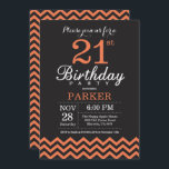 21st Birthday Invitation Black and Coral Chevron<br><div class="desc">21st Birthday Invitation with Black and Coral Chevron. Chalkboard. Adult Birthday. Man or Women Bday Invite. For further customisation,  please click the "Customise it" button and use our design tool to modify this template.</div>