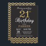 21st Birthday Invitation Black and Gold Glitter<br><div class="desc">21st Birthday Invitation with Black and Gold Glitter Chevron. Chalkboard. Adult Birthday. Man or Women Bday Invite. For further customisation,  please click the "Customise it" button and use our design tool to modify this template.</div>