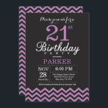 21st Birthday Invitation Black and Purple<br><div class="desc">21st Birthday Invitation with Black and Purple  Chevron. Chalkboard. Adult Birthday. Man or Women Bday Invite. For further customisation,  please click the "Customise it" button and use our design tool to modify this template.</div>
