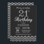 21st Birthday Invitation Black and Silver Glitter<br><div class="desc">21st Birthday Invitation with Black and Silver Glitter Chevron. Chalkboard. Adult Birthday. Man or Women Bday Invite. For further customisation,  please click the "Customise it" button and use our design tool to modify this template.</div>