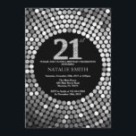 21st Birthday Invitation Black and Silver Glitter<br><div class="desc">21st Birthday Invitation. Black and Silver Glitter. Silver Diamond. Adult Birthday Party. For Men or Women. For further customisation,  please click the "Customise it" button and use our design tool to modify this template.</div>
