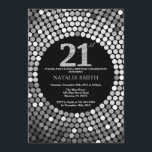 21st Birthday Invitation Black and Silver Glitter<br><div class="desc">21st Birthday Invitation. Black and Silver Glitter. Silver Diamond. Adult Birthday Party. For Men or Women. For further customisation,  please click the "Customise it" button and use our design tool to modify this template.</div>