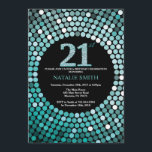 21st Birthday Invitation Black and Teal Glitter<br><div class="desc">21st Birthday Invitation. Black and Teal Glitter. Teal Diamond. Adult Birthday Party. For Men or Women. For further customisation,  please click the "Customise it" button and use our design tool to modify this template.</div>