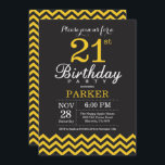 21st Birthday Invitation Black and Yellow Chevron<br><div class="desc">21st Birthday Invitation with Black and Yellow Chevron. Chalkboard. Adult Birthday. Man or Women Bday Invite. For further customisation,  please click the "Customise it" button and use our design tool to modify this template.</div>