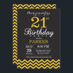 21st Birthday Invitation Black and Yellow Chevron<br><div class="desc">21st Birthday Invitation with Black and Yellow Chevron. Chalkboard. Adult Birthday. Man or Women Bday Invite. For further customisation,  please click the "Customise it" button and use our design tool to modify this template.</div>
