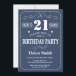 21st Birthday Invitation Blue and White<br><div class="desc">21st Birthday Invitation Blue and White Typography. Blue and White Background. Adult Birthday. Male Men or Women Birthday. Kids Boy or Girl Lady Teen Teenage Bday Invite. 13th 15th 16th 18th 20th 21st 30th 40th 50th 60th 70th 80th 90th 100th. Any Age. For further customisation, please click the "Customise it"...</div>