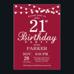 21st Birthday Invitation Burgundy Red<br><div class="desc">21st Birthday Invitation with String Lights. Burgundy Red Background. 13th 15th 16th 18th 20th 21st 30th 40th 50th 60th 70th 80th 90th 100th,  Any age. For further customisation,  please click the "Customise it" button and use our design tool to modify this template.</div>