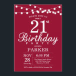 21st Birthday Invitation Burgundy Red<br><div class="desc">21st Birthday Invitation with String Lights. Burgundy Red Background. 13th 15th 16th 18th 20th 21st 30th 40th 50th 60th 70th 80th 90th 100th,  Any age. For further customisation,  please click the "Customise it" button and use our design tool to modify this template.</div>