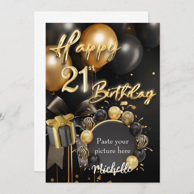 21st Birthday Invitation Card Template (Front/Back)