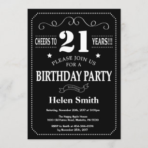 21st Birthday Invitation Chalkboard