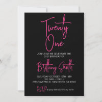 21st Birthday Invitation,for girl Invite,Digital