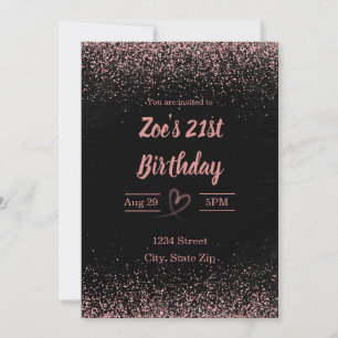 21st Birthday Invitation – Glitter Confetti   Pink