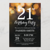 21st Birthday Invitation Gold Glitter