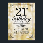 21st Birthday Invitation Gold Glitter<br><div class="desc">21st Birthday Invitation with Gold String Lights with Gold Glitter Background. Gold Birthday. Adult Birthday. Men or Women Bday Invite. 13th 15th 16th 18th 20th 21st 30th 40th 50th 60th 70th 80th 90th 100th, Any age. For further customisation, please click the "Customise it" button and use our design tool to...</div>