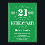 21st Birthday Invitation Green and White<br><div class="desc">21st Birthday Invitation Green and White Typography. Green and White Background. Adult Birthday. Male Men or Women Birthday. Kids Boy or Girl Lady Teen Teenage Bday Invite. 13th 15th 16th 18th 20th 21st 30th 40th 50th 60th 70th 80th 90th 100th. Any Age. For further customisation, please click the "Customise it"...</div>