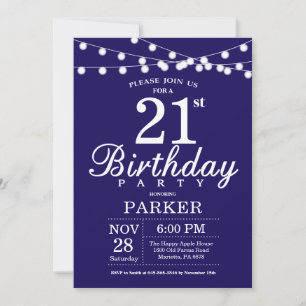 21st Birthday Invitation Navy Blue