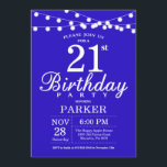 21st Birthday Invitation Navy Blue<br><div class="desc">21st Birthday Invitation with String Lights. Navy Blue Background. 13th 15th 16th 18th 20th 21st 30th 40th 50th 60th 70th 80th 90th 100th,  Any age. For further customisation,  please click the "Customise it" button and use our design tool to modify this template.</div>
