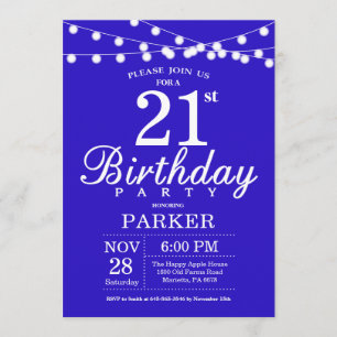 21st Birthday Invitation Navy Blue
